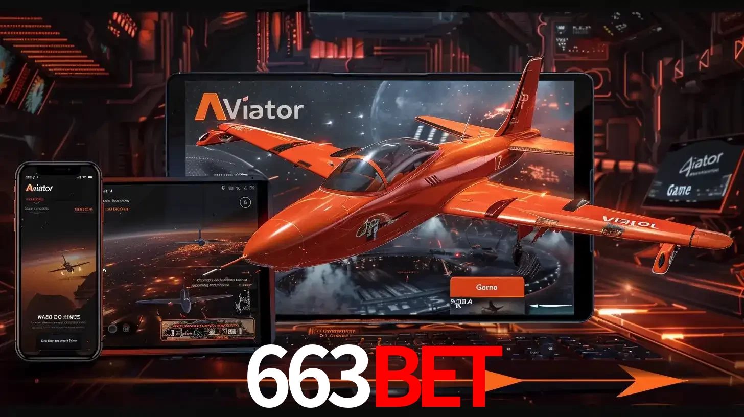 Apresentação tecnológica do jogo Aviator com um avião saindo da tela de um tablet, demonstrando a experiência imersiva em múltiplos dispositivos no 663bet.