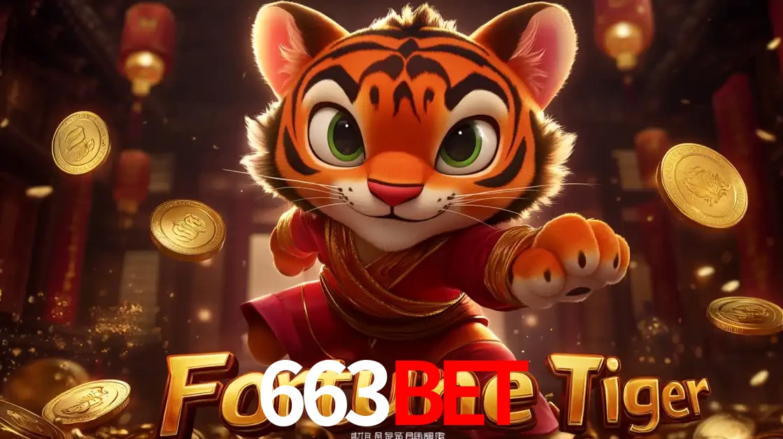O carismático mascote do jogo de slot Fortune Tiger, um tigre fofo em pose de artes marciais, pronto para trazer sorte e multiplicadores de ganhos no cassino online 663bet.